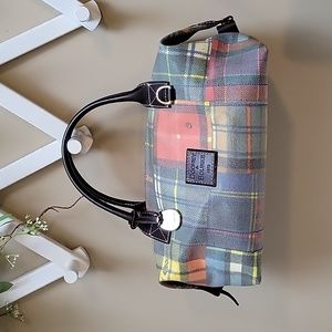 EUC Dooney and Bourke Plaid Ladybug Print Duffle Style Handbag w/COA